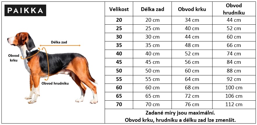 PAIKKA_Visibility_Raincoat_sizes cz